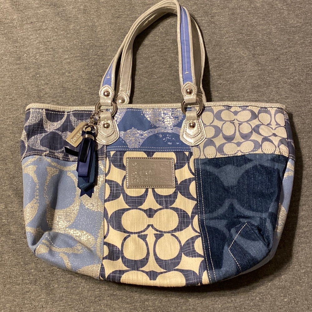 Coach Poppy Denim Patchwork Tote